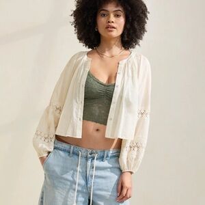 Aerie NWT crocheted white blouse size M